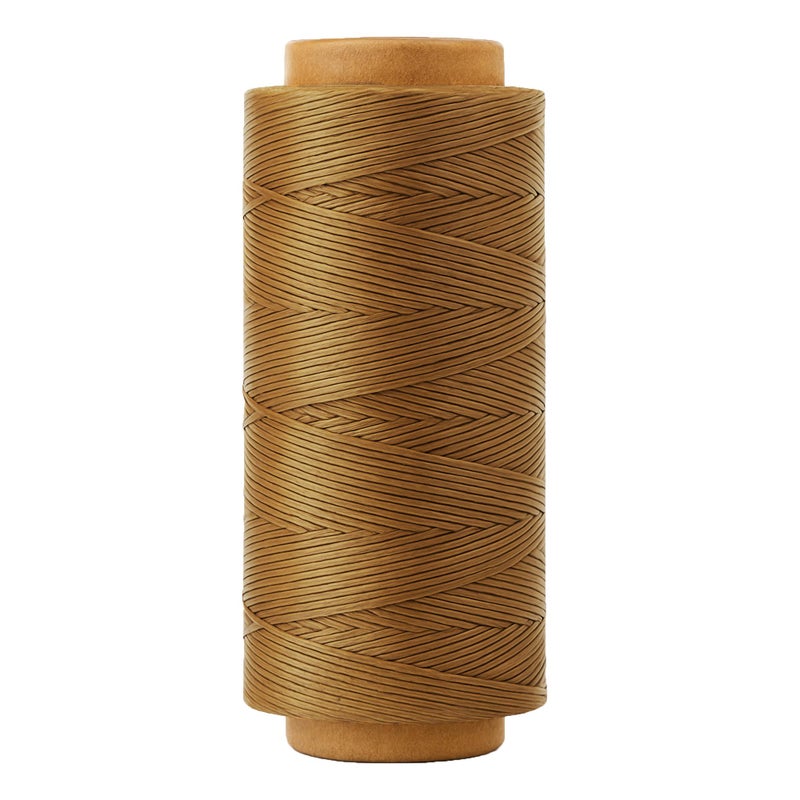 Mandala Crafts Tan Flat Waxed Thread for Leather Sewing - 197 Yds 210D 1mm Polyester Leather Thread String Waxed Cord for Leatherwork, Beading, Bookbinding, Hand Stitching - Image 2